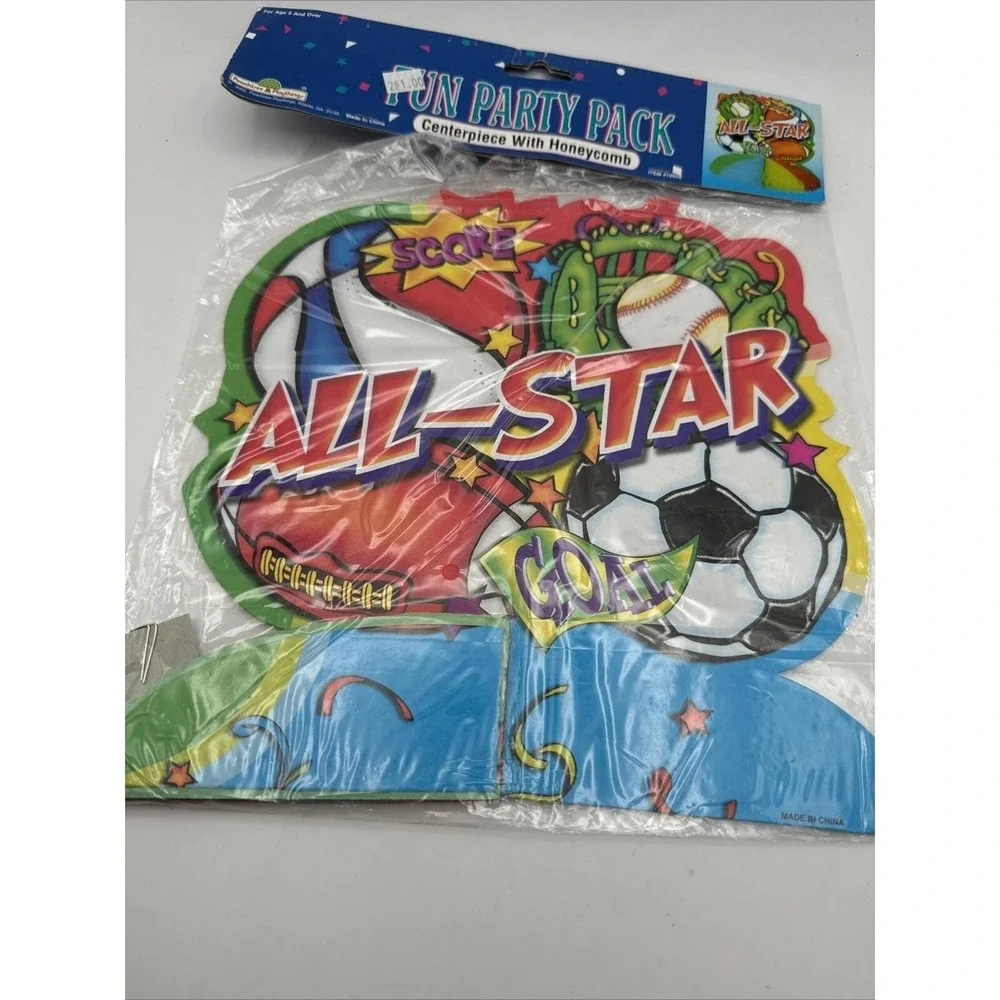 Vintage Lot of 3 All Star Race Car Deluxe Honeycomb Table Birthday Table Decor